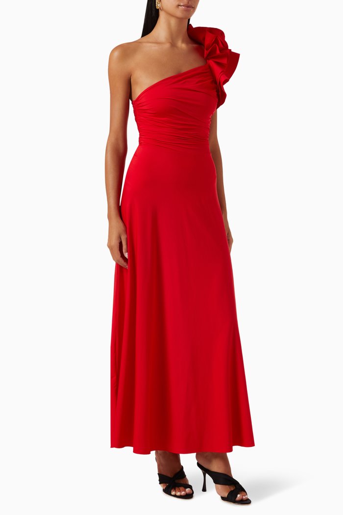 

Celia One-shoulder Maxi Dress in Stretch-nylon, Red