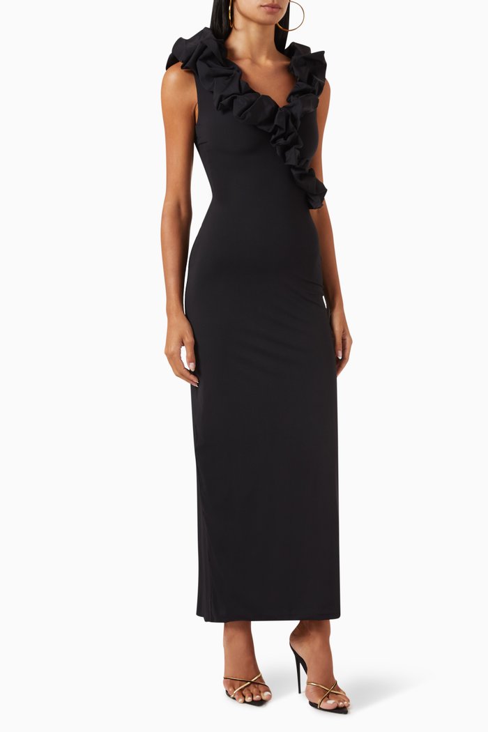

Bonga Ruffled Maxi Dress in Stretch-nylon, Black