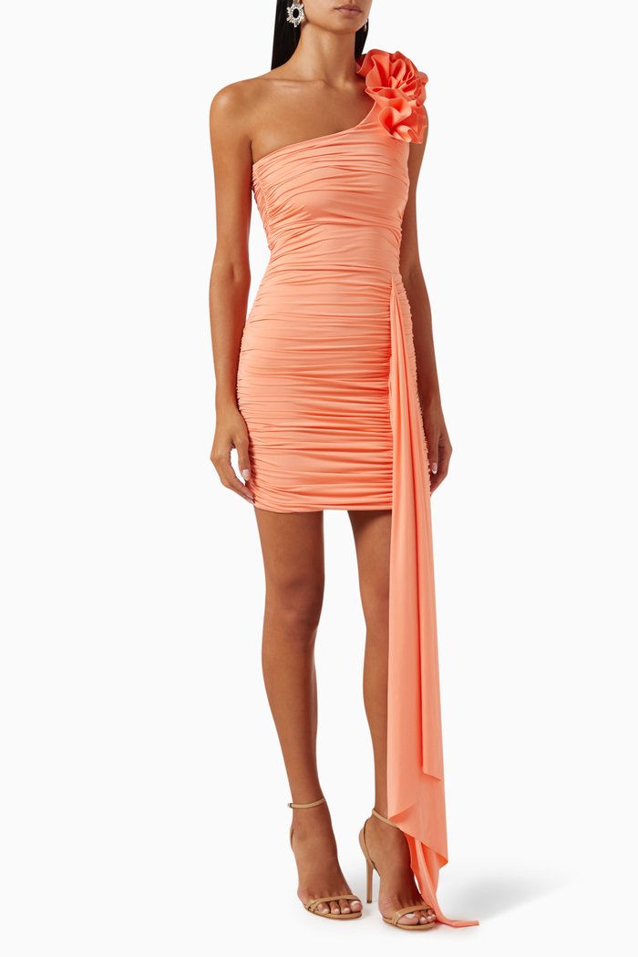 

Miramar One-shoulder Mini Dress in Stretch-nylon, Orange
