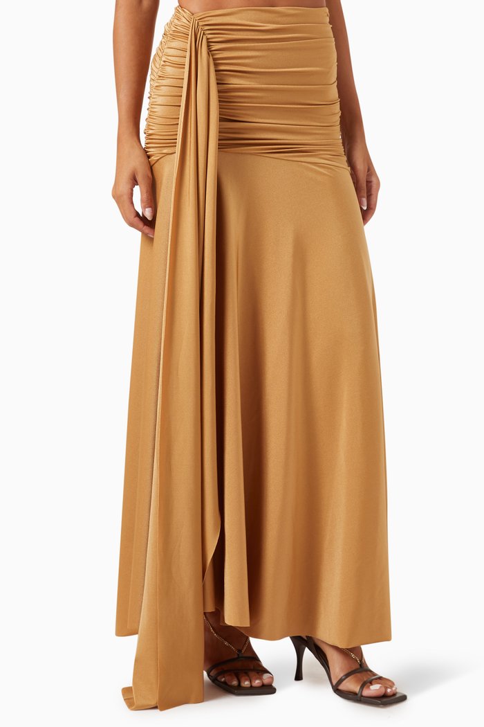 

Karmairi High-waist Maxi Skirt in Stretch-nylon, Gold