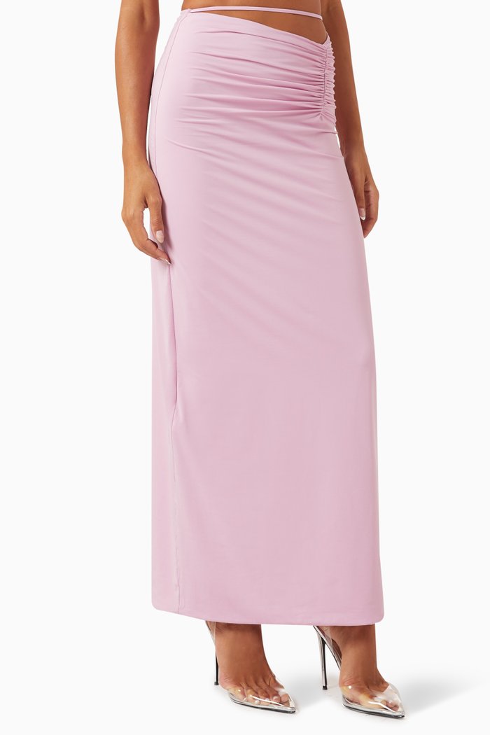 

Rea Ruched Maxi Skirt in Stretch-nylon, Purple