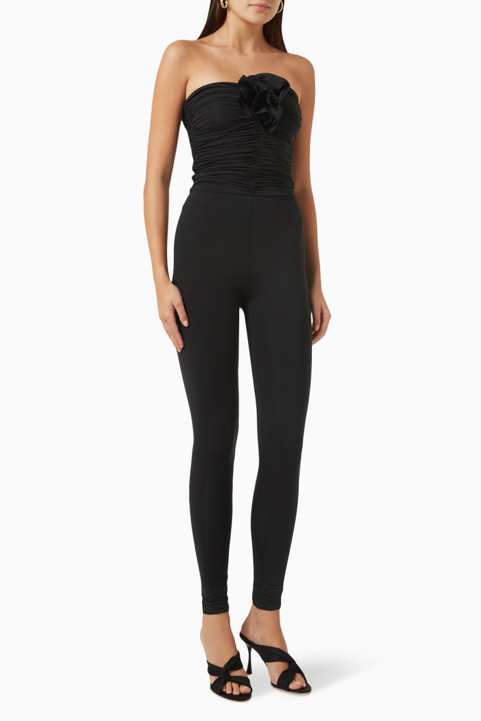 

Matuna Shirred Jumpsuit in Stretch-nylon, Black