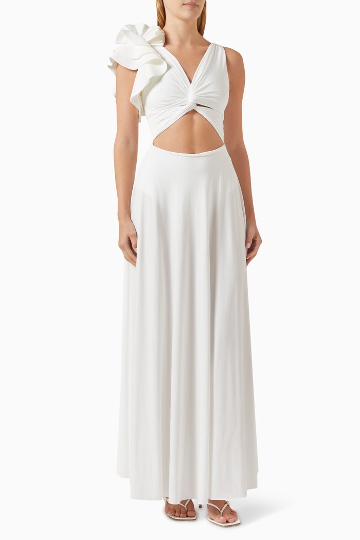 

Blanca Reversible Maxi Dress in Stretch-nylon, Neutral