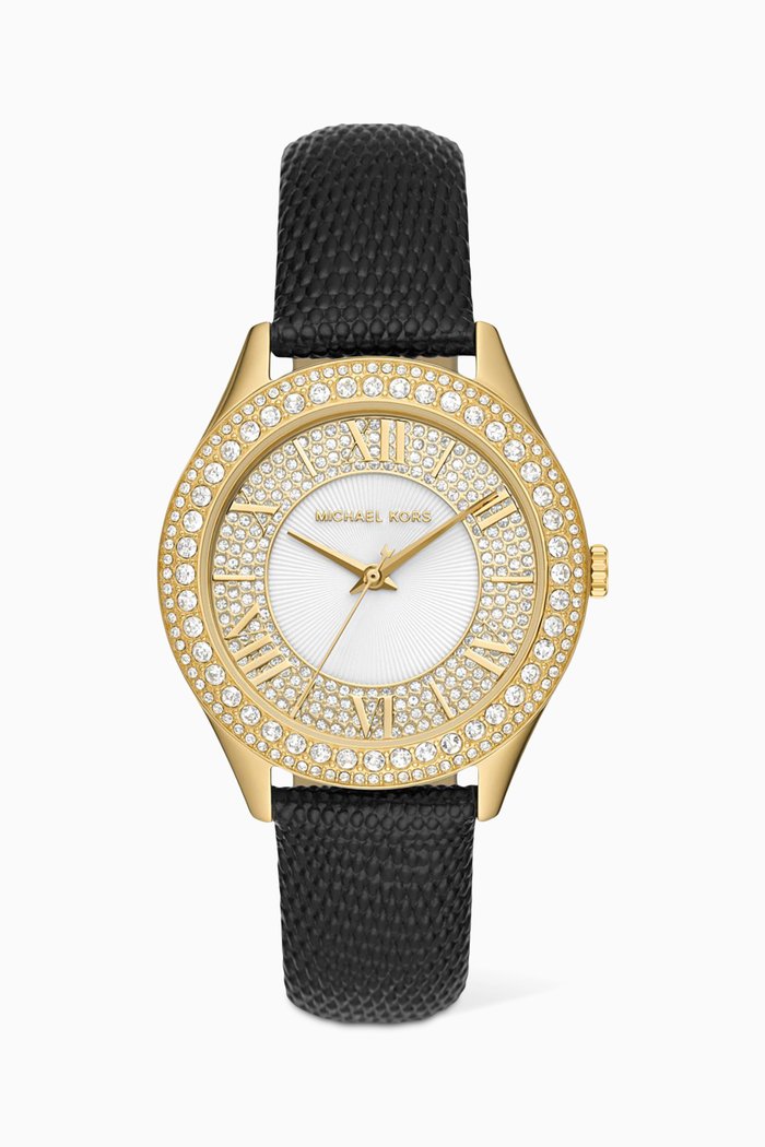 

Harlowe Crystal Stainless Steel & Leather Watch, 38mm, Gold