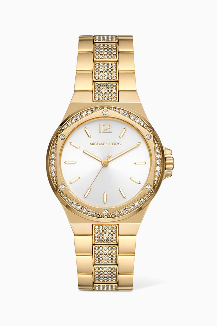 Lennox Crystal Stainless Steel Watch, 37mm, Gold