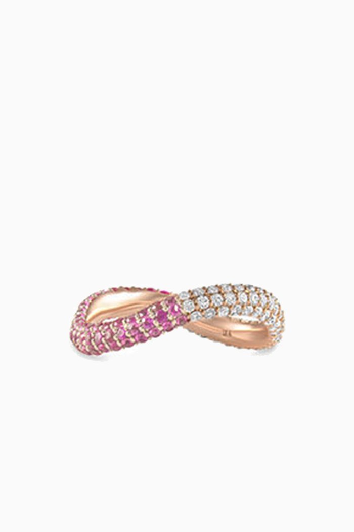 

Two Way Bold Infinity Diamond & Pink Sapphire Ring in 18kt Rose Gold