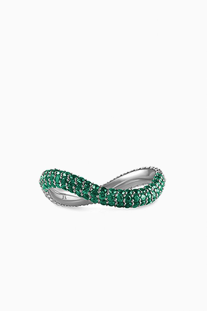 

Two Way Bold Infinity Diamond & Emerald Ring in 18kt White Gold