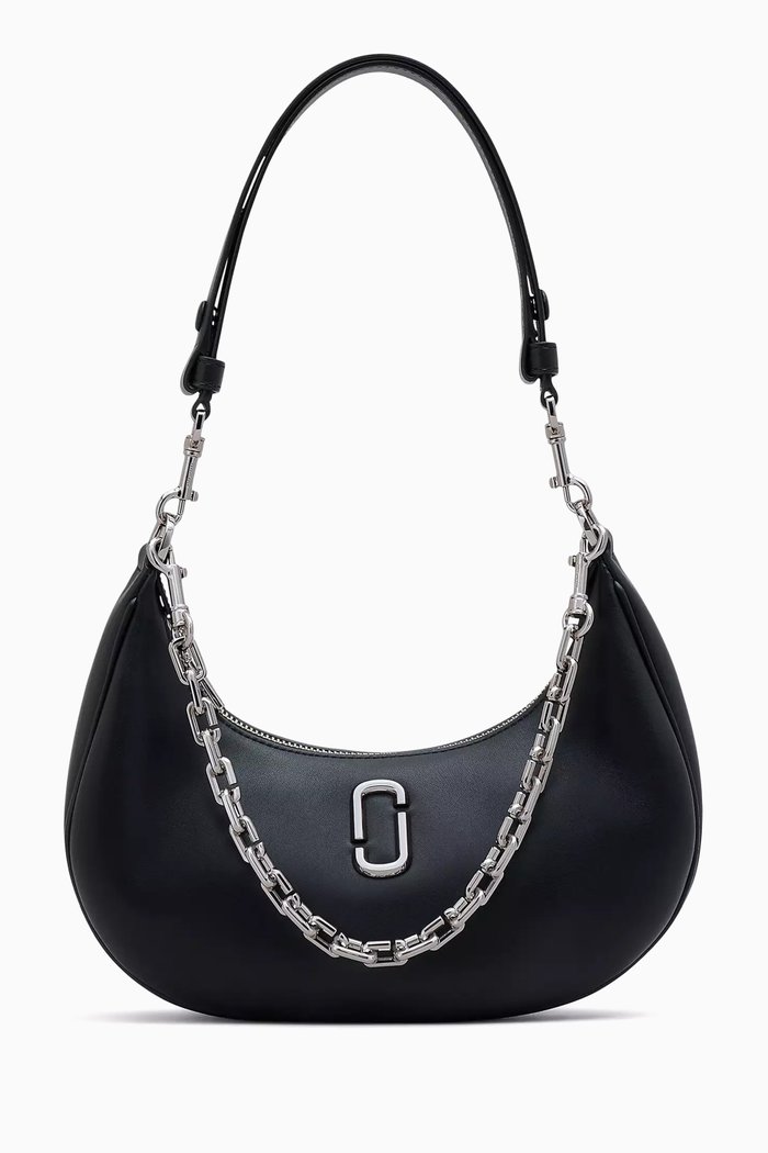 

The Small Curve Shoulder Bag in Leather, Black