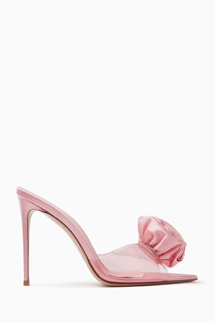 

Rose Stiletto 110 Mules in Plexi and Satin, Pink