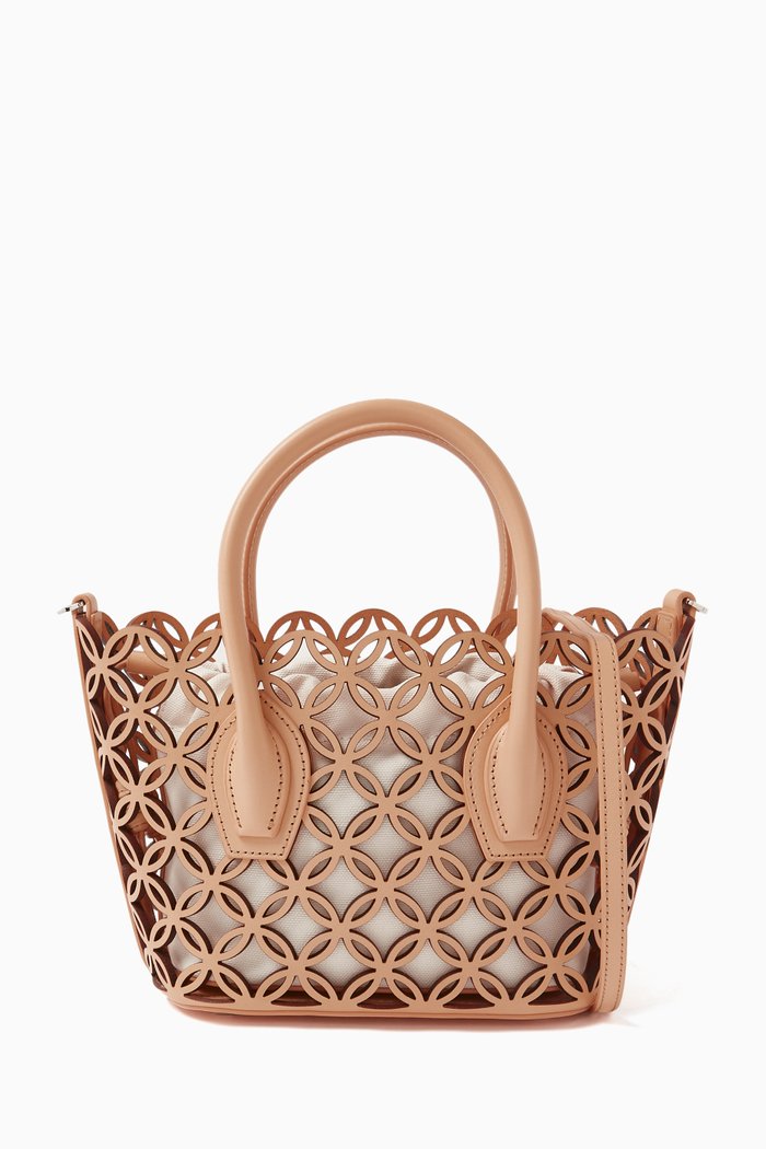 

Micro Porter Bag in Laser-cut Nappa Leather, Neutral