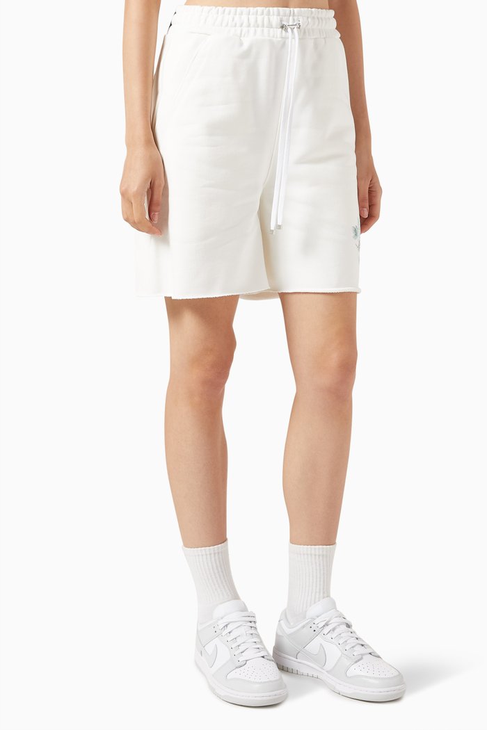 

Floral Logo Shorts, White