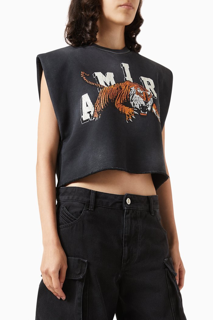 

Vintage Logo Cropped T-shirt in Cotton-terry, Black