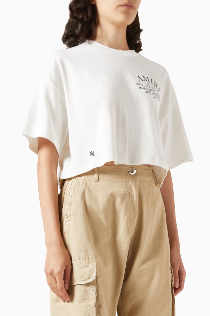Arts District Logo Cropped T-shirt in Cotton-jersey, White