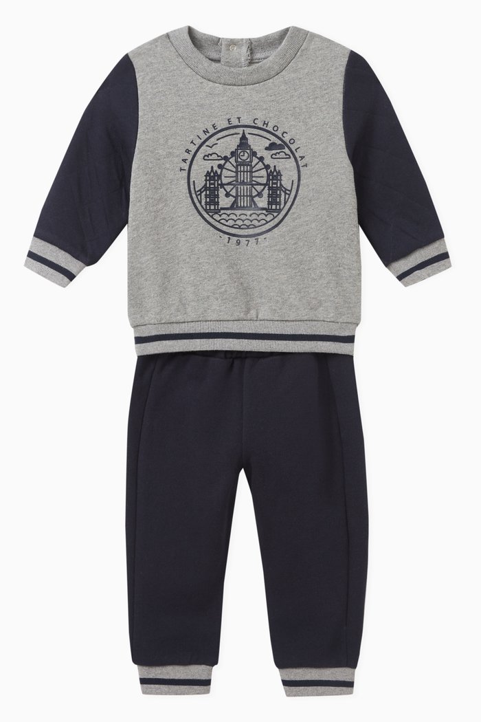 

Graphic Logo Tracksuit in Cotton, Blue