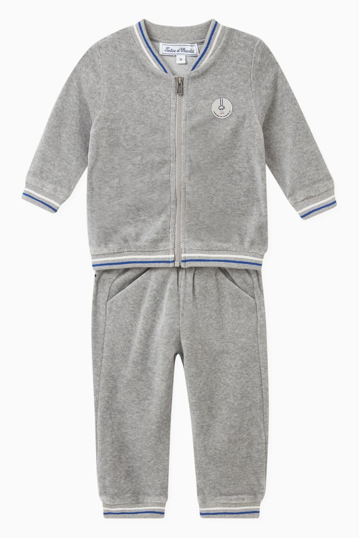 

Logo Patch Tracksuit in Cotton Blend, Grey