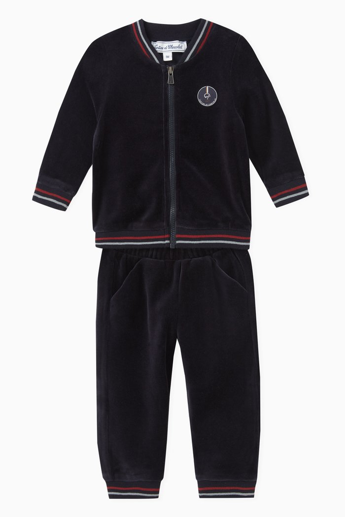Logo Patch Tracksuit in Cotton-blend, Blue
