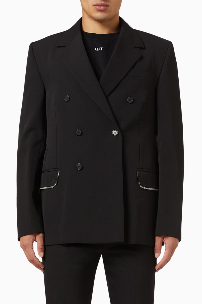 

Zip Blazer in Wool, Black