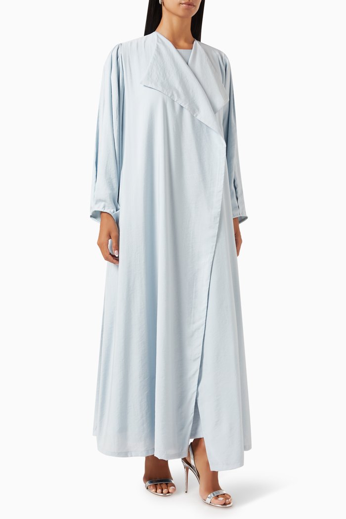 Abaya Set in Cotton-chiffon, Blue