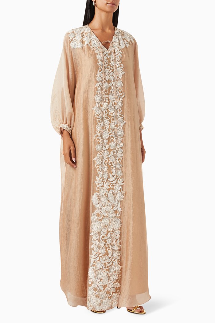 

Embroidered Kaftan in Organza, Gold