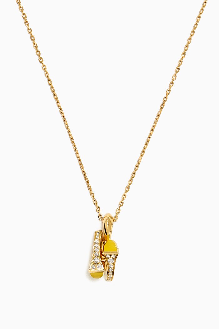 

Cleo Diamond Huggie Pendant Necklace with Yellow Quartzite in 18kt Yellow Gold