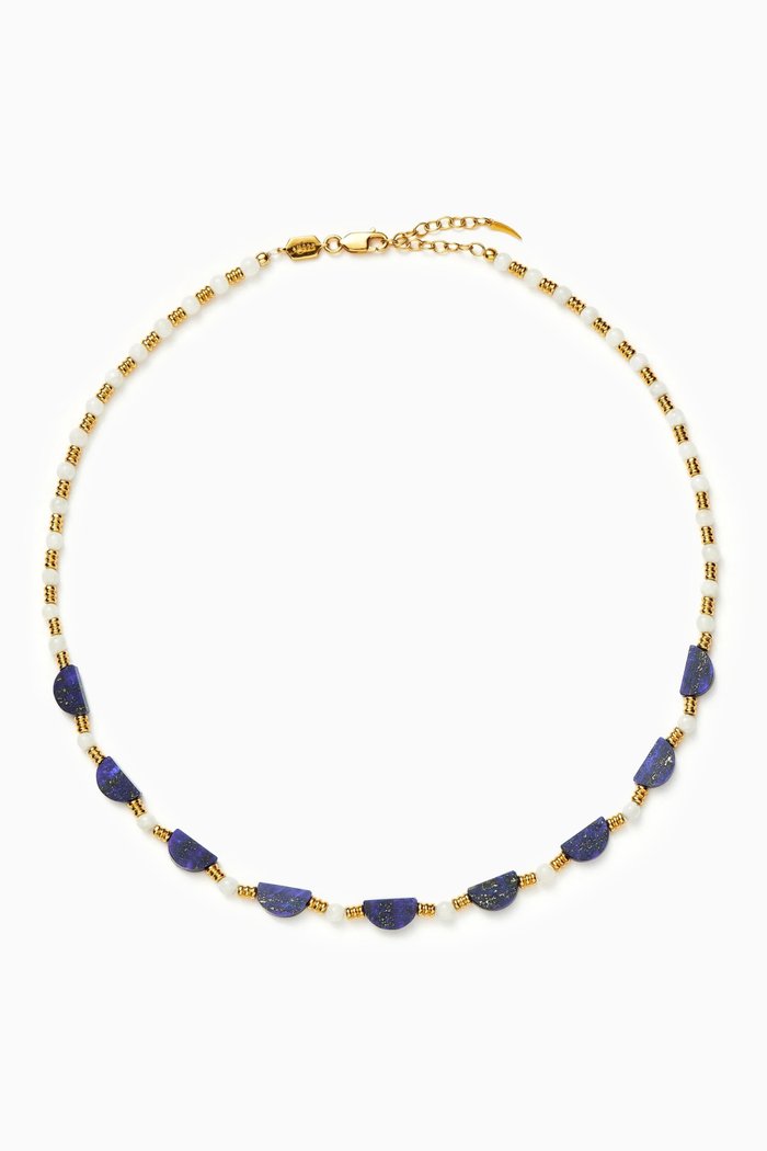 

Zenyu Gemstone Beaded Choker in 18kt Recycled Gold-plated Brass, Blue