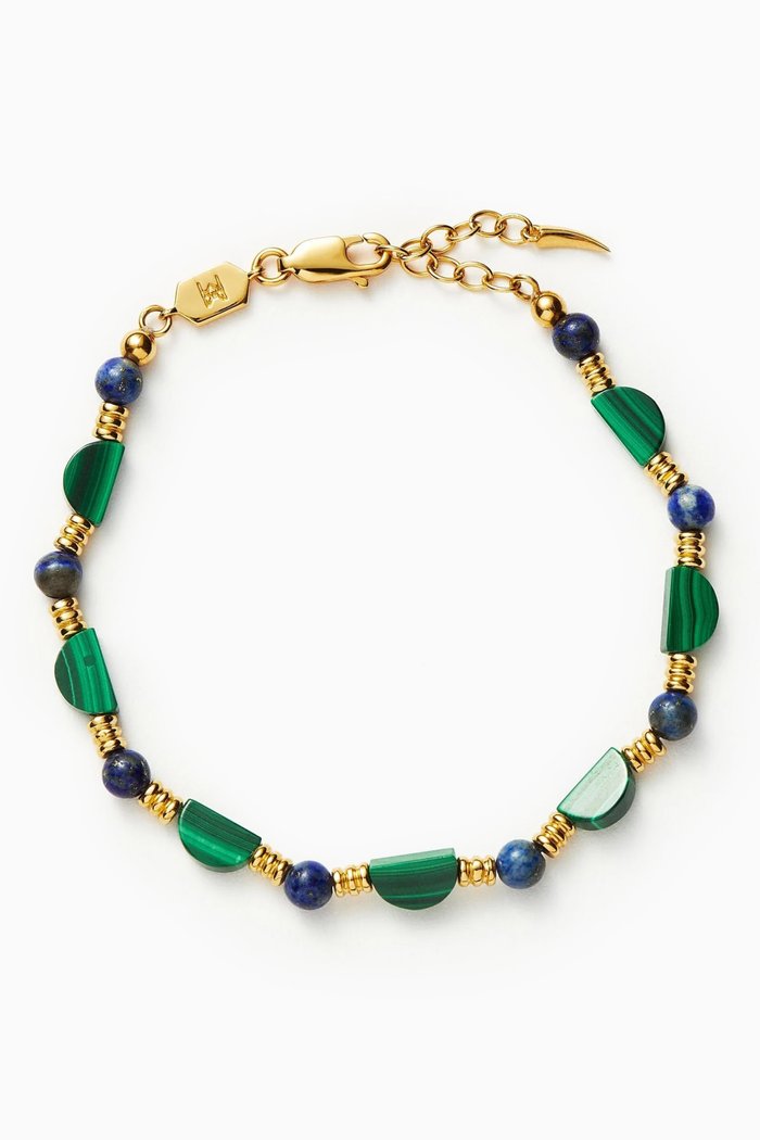 

Zenyu Gemstone Beaded Bracelet in 18kt Recycled Gold-plated Brass, Green