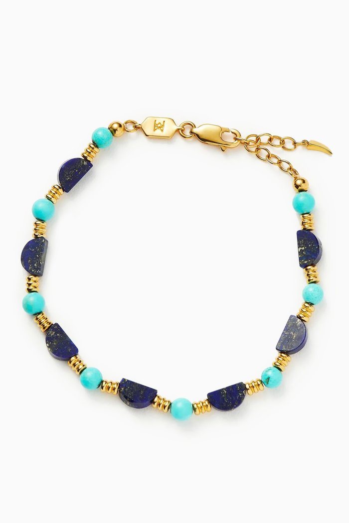 

Zenyu Gemstone Beaded Bracelet in 18kt Recycled Gold-plated Brass, Blue