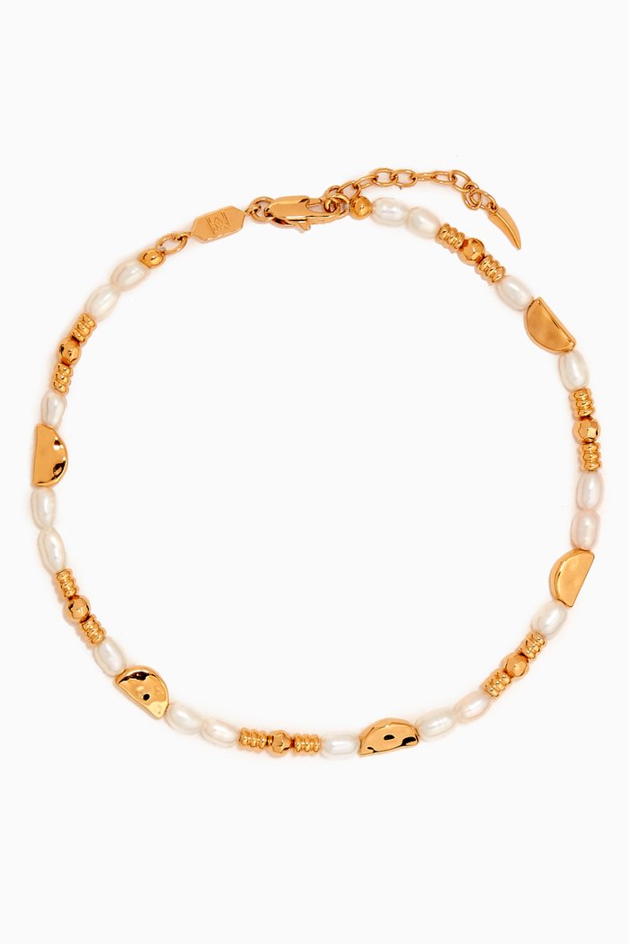 

Zenyu Peral Beaded Charm Anklet in 18kt Recycled Gold-plated Brass