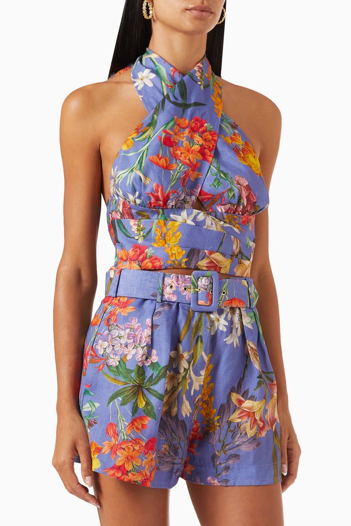 

Janet Floral-print Halter Top in Linen, Multicolour