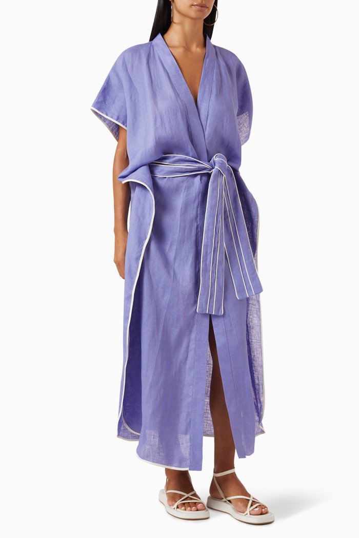 Sardinia Maxi Kimono in Linen, Purple