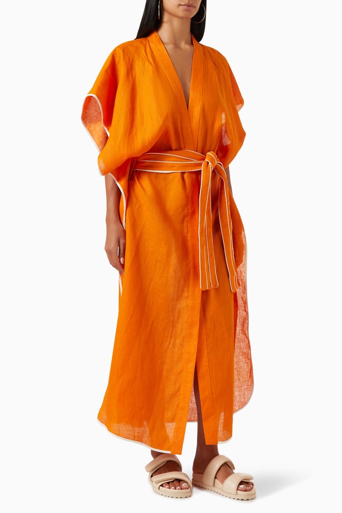 

Sardinia Maxi Kimono in Linen, Orange
