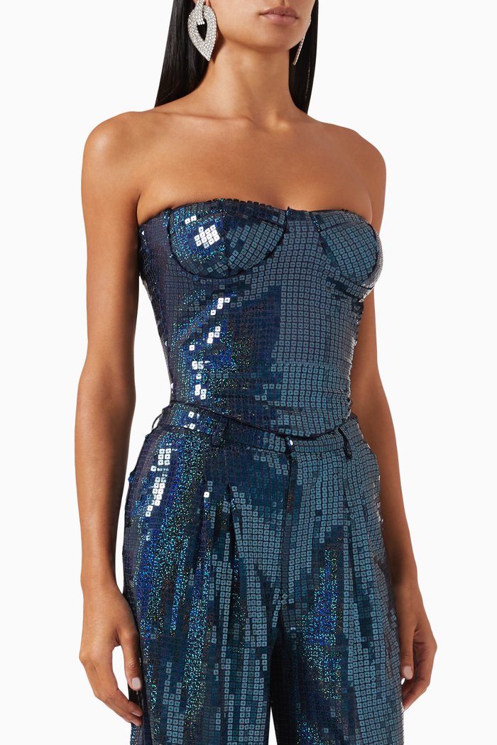 

Mia Corset Top in Sequins, Blue