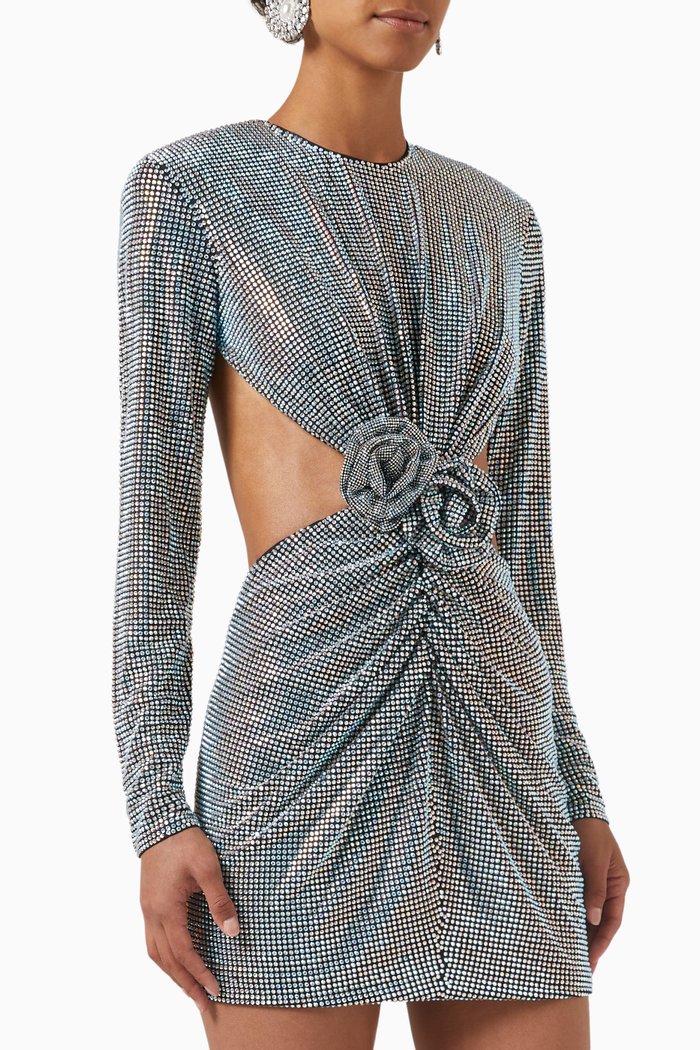 

Zoe Mini Dress in Holographic Jersey, Silver