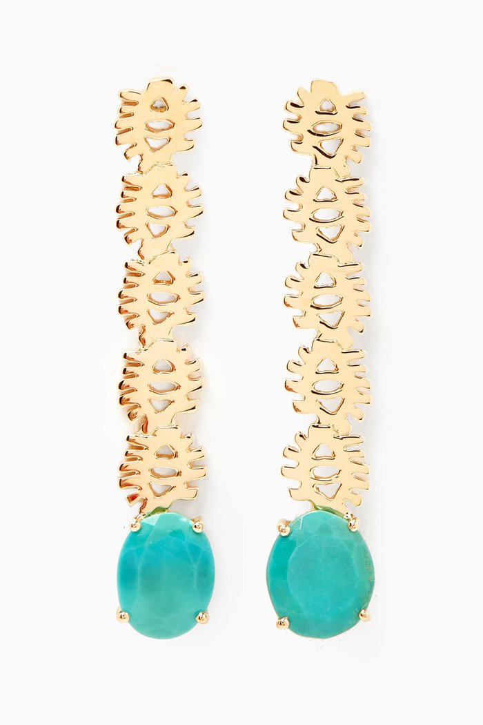 

Five-eye Turquoise Earrings in 18kt Gold, Yellow