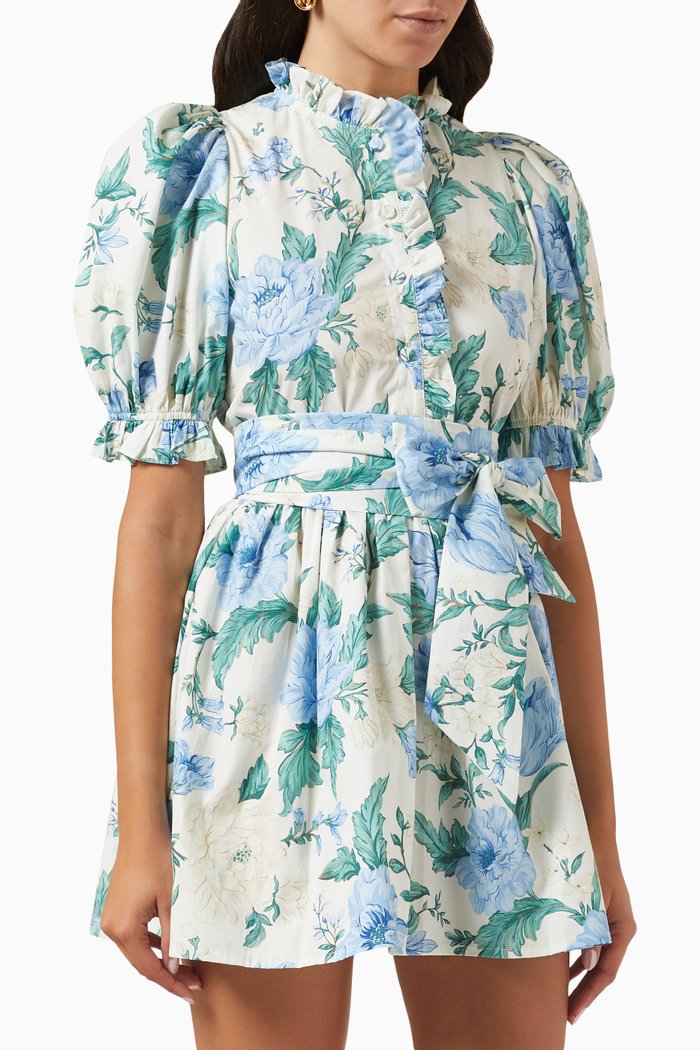 

Harriet Belted Dress in Cotton, Blue