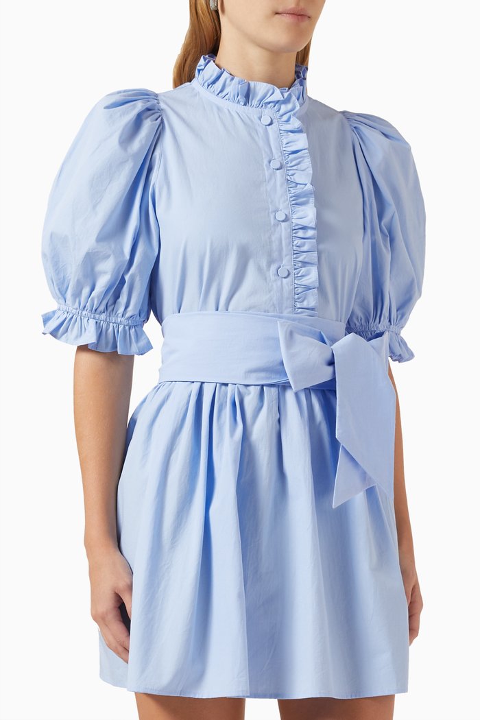 

Harriet Belted Dress in Cotton, Purple