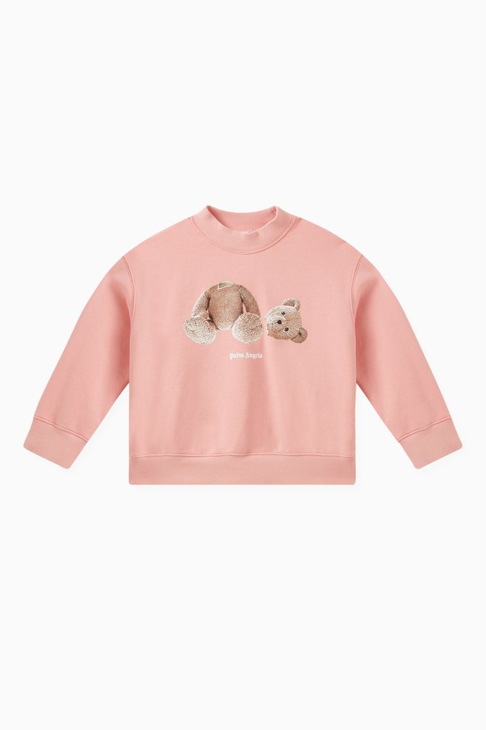 Bear-print Sweatshirt in Cotton, Pink