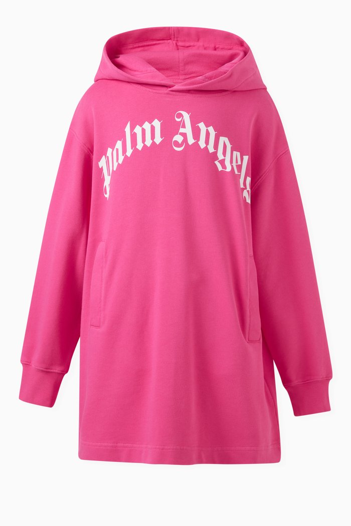 

Curved Logo Hoodie Dress in Cotton, Pink
