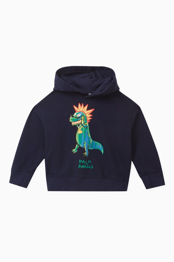 

Dinosaur-print Hoodie in Cotton, Blue