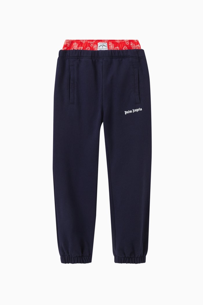 

Bear Print Waistband Sweatpants in Cotton, Blue