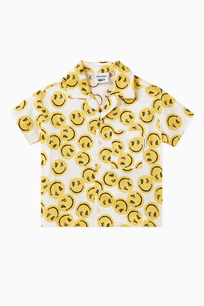 

Smiley Face-print Bowling Shirt in Cotton, Multicolour