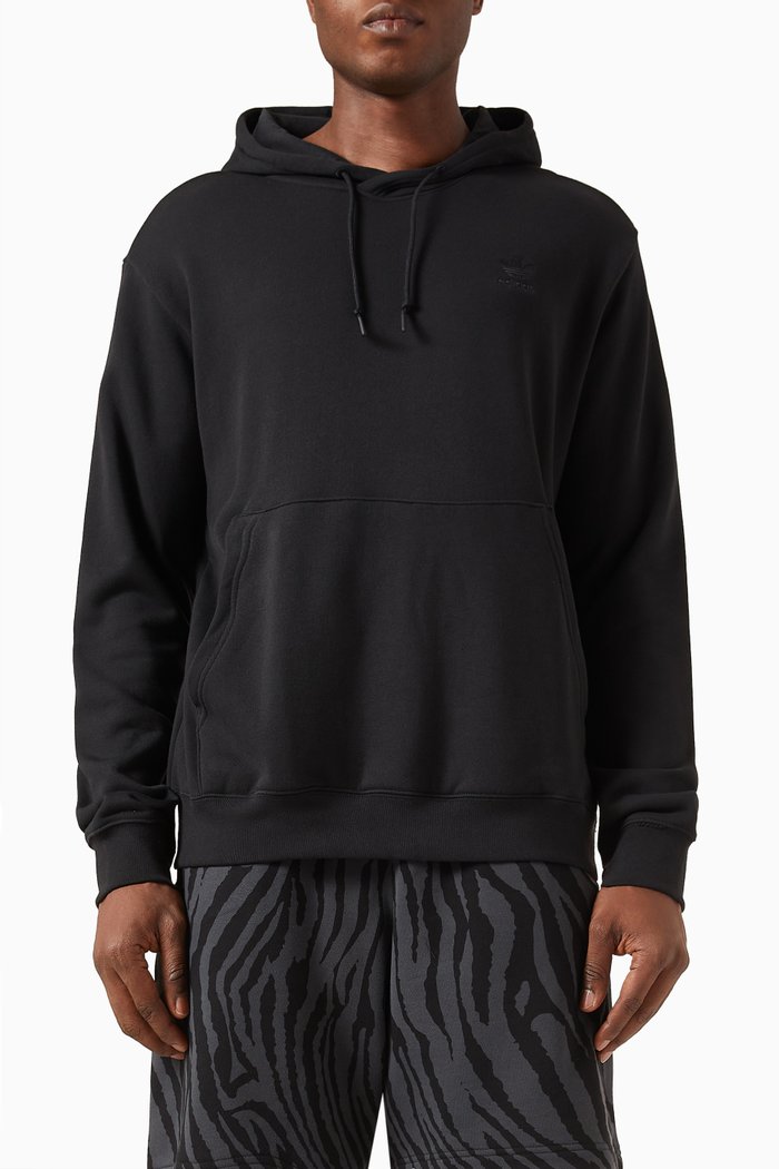 

Graphic Logo Print Hoodie in Cotton, Black