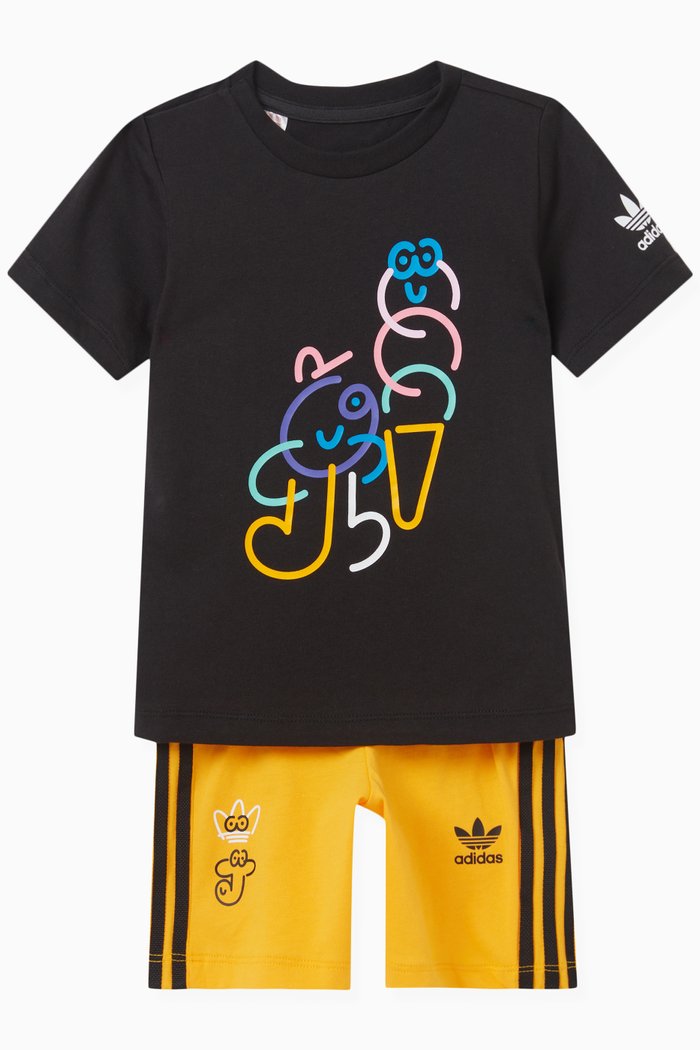 

Graphic-print T-shirt Set in Cotton, Black