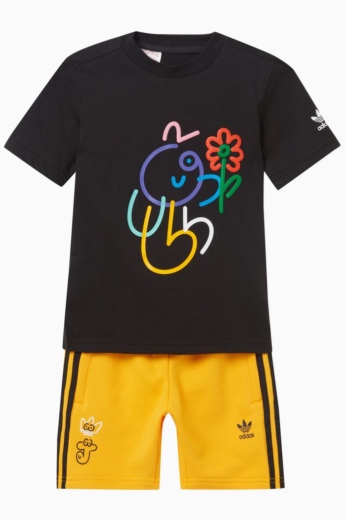 

Graphic-print T-shirt Set in Cotton, Black