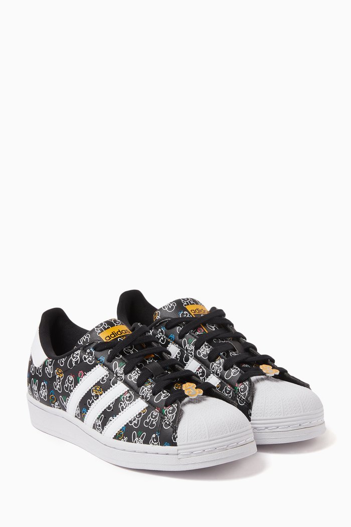 

Junior Superstar Sneakers in Lycra and Mesh, Black