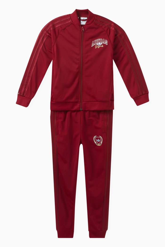 

Collegiate Graphic Print Tracksuit in Recycled Polyester, Red