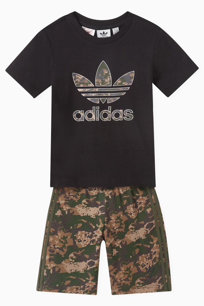 

Camo T-shirt & Shorts Set in Cotton-jersey, Black