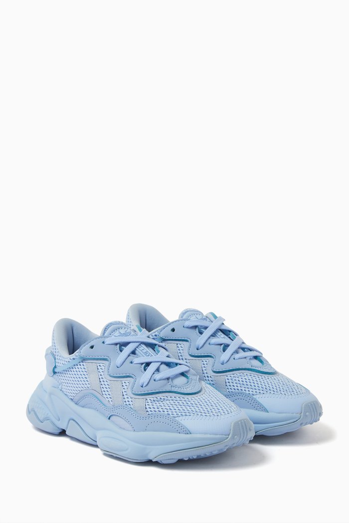 

Junior Ozweego Sneakers in Suede and Mesh, Blue