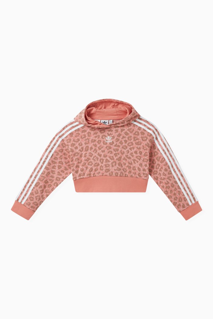 

Animal All-over Cropped Hoodie in Cotton-terry, Pink