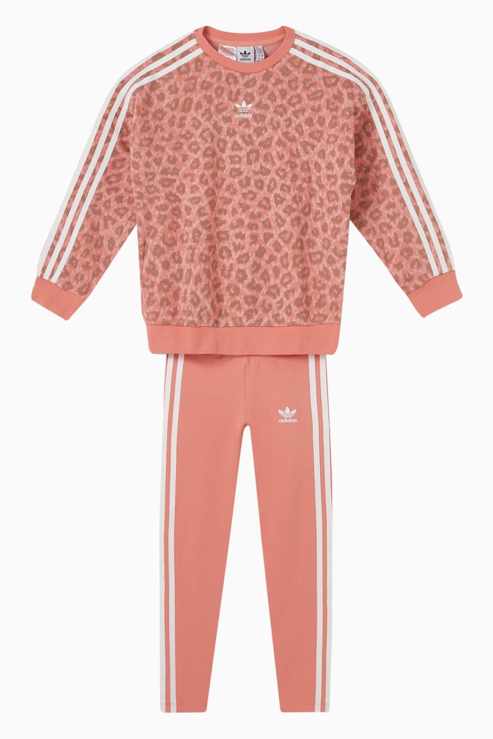 

Animal-print Sweatshirt & Leggings Set in Jersey & French Terry, Pink